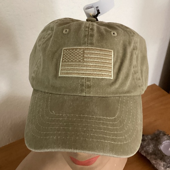 Stetson Other - Stetson Olive Green Cap with Embroidered Flag